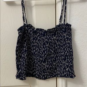 Brandy Melville Navy Floral Ruched Ally Tank